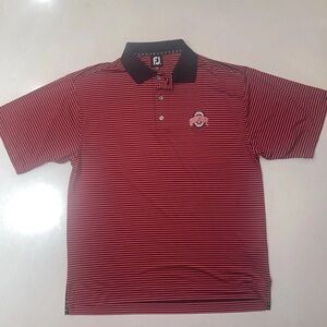 Ohio state Buckeyes FootJoy black Striped Polo Shirt golf size large performance